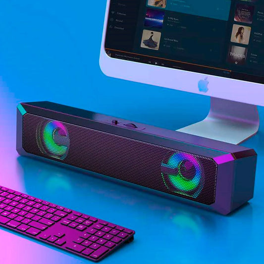 Soundbar Gamer 6W USB + P2 com LED RGB – Som Potente HI-FI