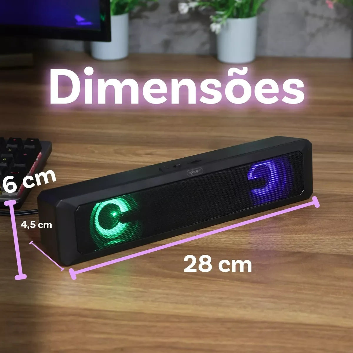 Soundbar Gamer 6W USB + P2 com LED RGB – Som Potente HI-FI