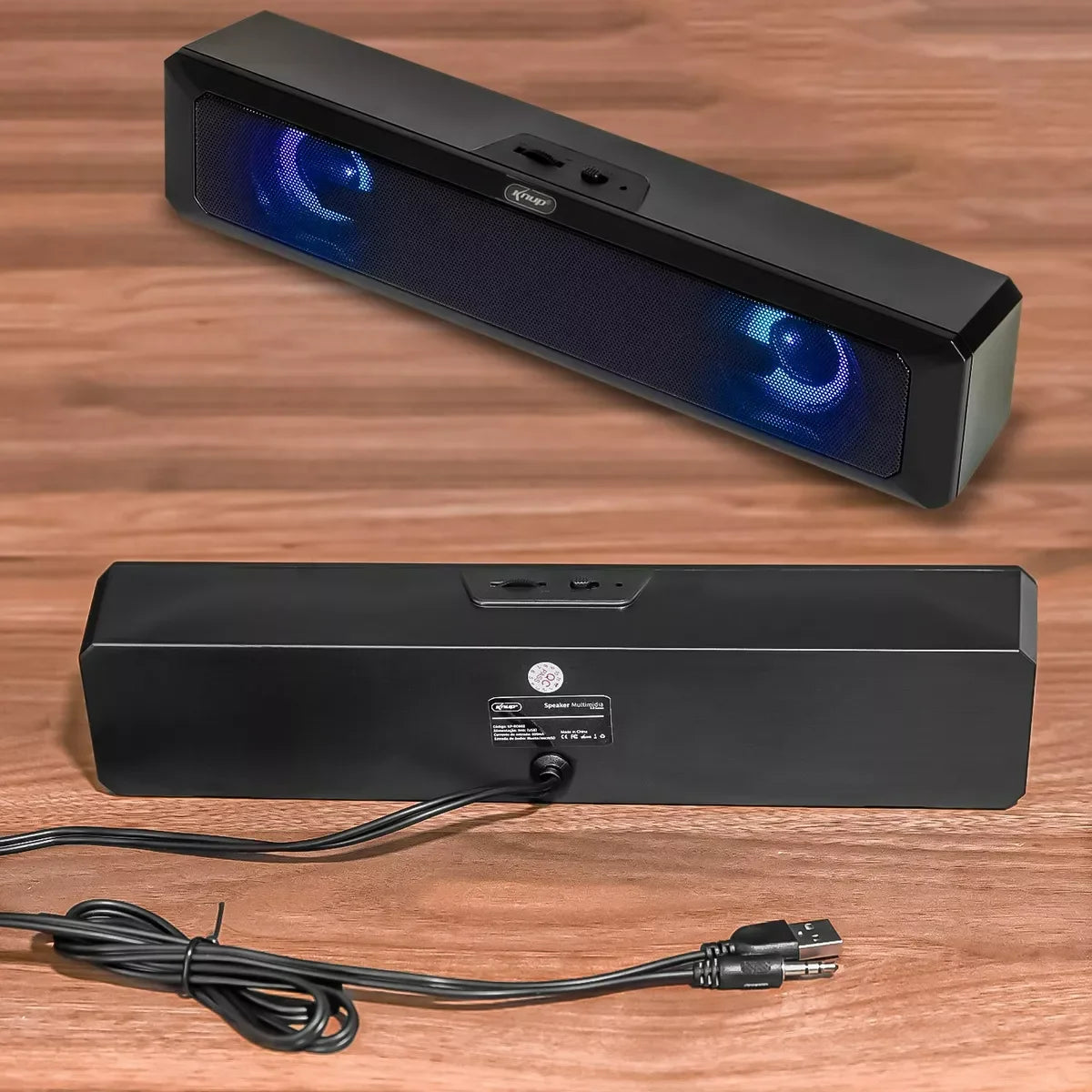 Soundbar Gamer 6W USB + P2 com LED RGB – Som Potente HI-FI