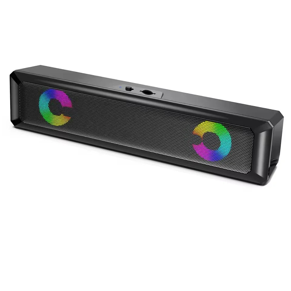 Soundbar Gamer 6W USB + P2 com LED RGB – Som Potente HI-FI